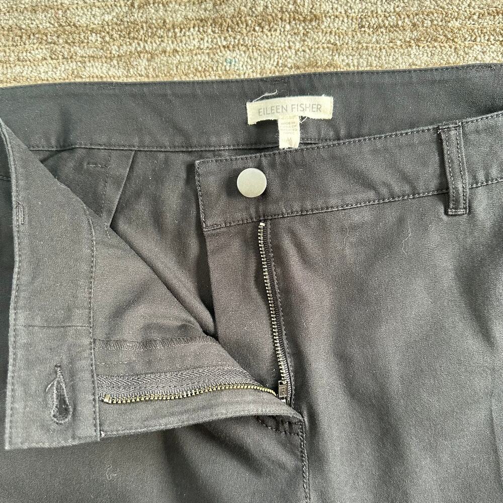 Eileen Fisher Black Cropped Sz Medium Straight Dress Pant Jean Capsule High Rise - Picture 4 of 7
